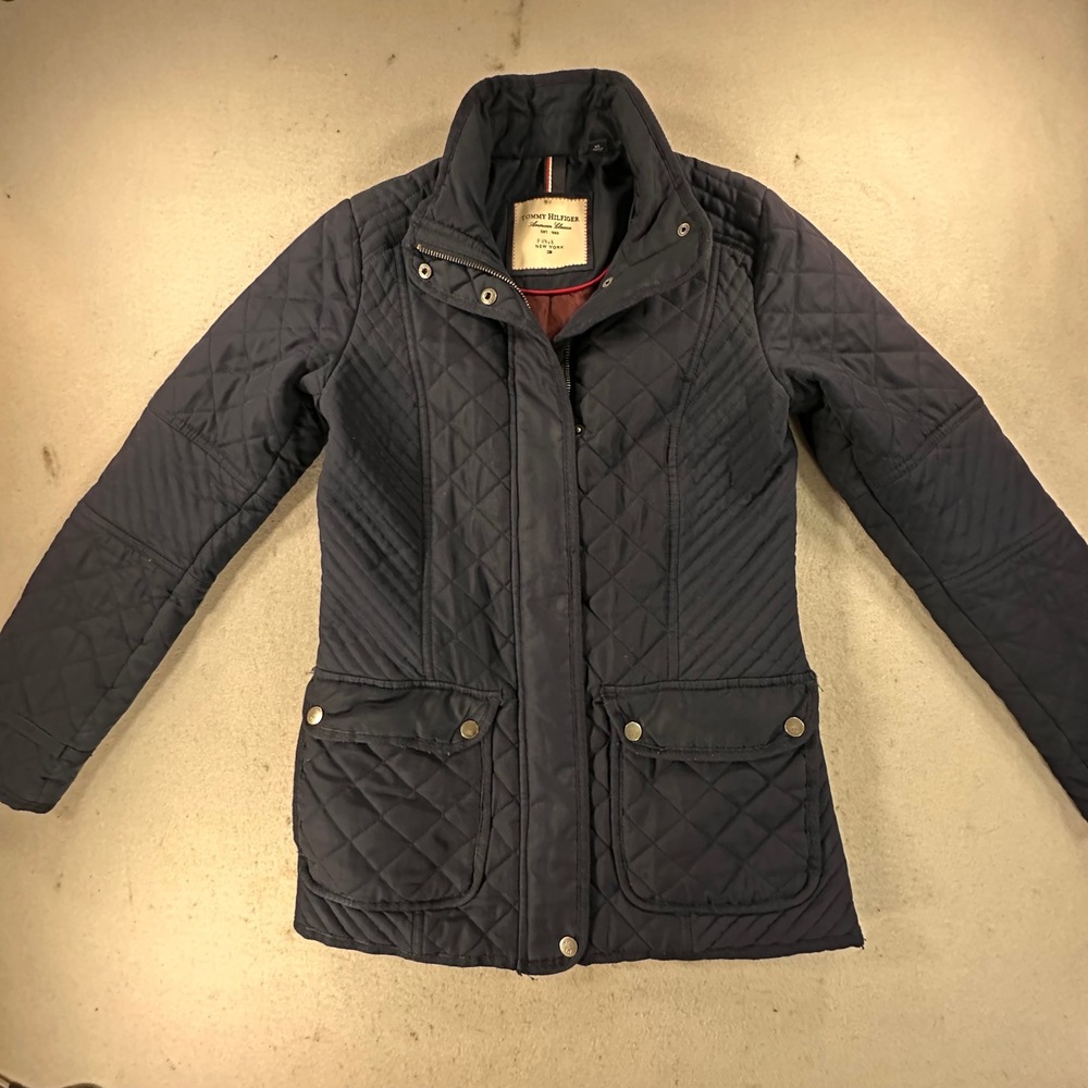 Tommy Hilfiger Navy Blue Quilted Barn Jacket Womens XS American Classics F2708